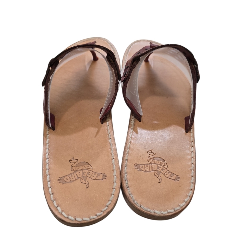Freebird Vallarta Leather Thong Sandals 11 Red Moon Stars Cutouts Flip-flops - Picture 8 of 9